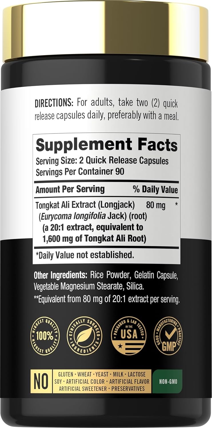 Longjack Capsules | 1,600mg | 180 Count | Non-GMO, Gluten Free | by Carlyle