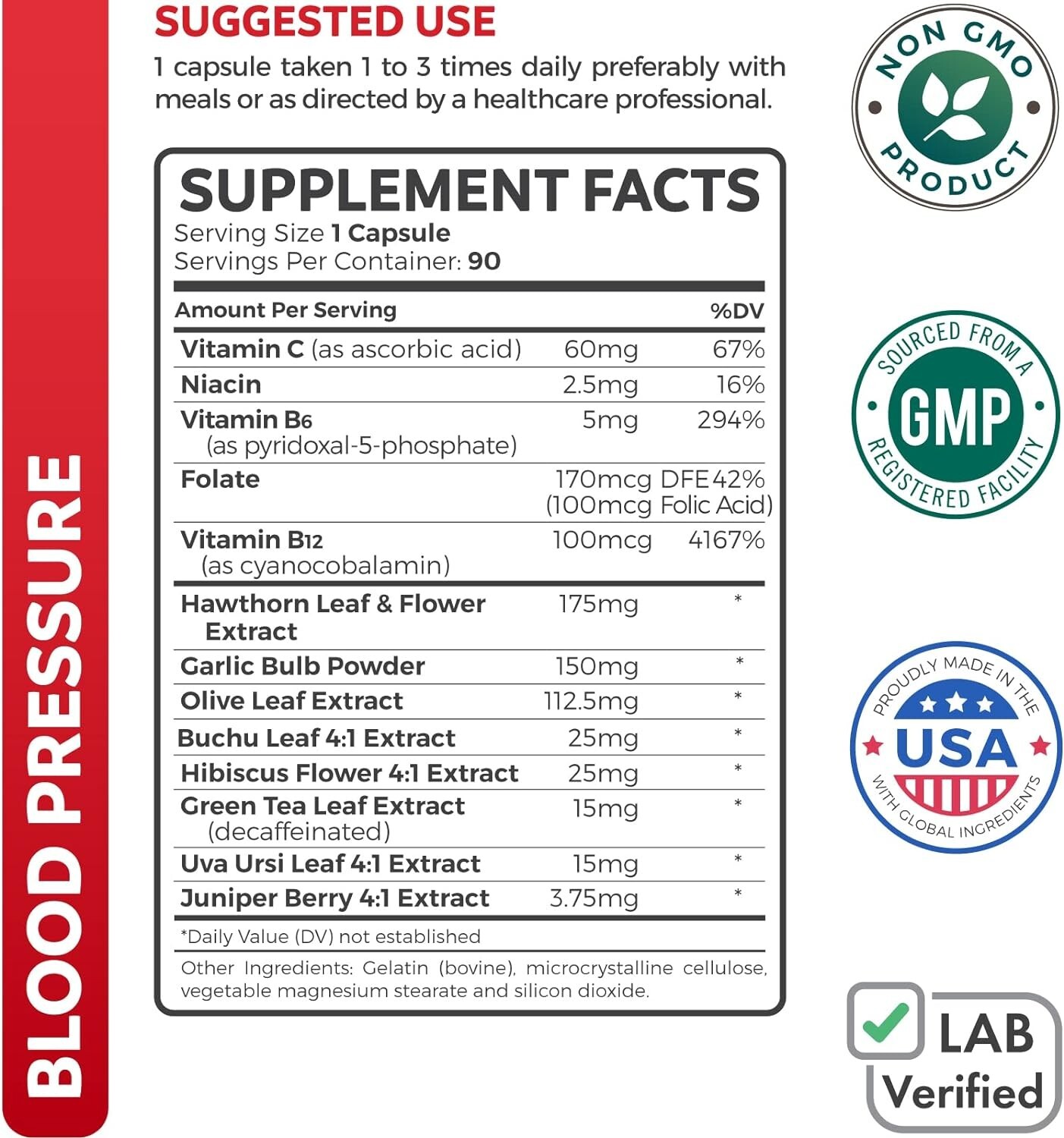Health’s Harmony Blood Pressure Support Supplement Premium Natural Herbs 90ct