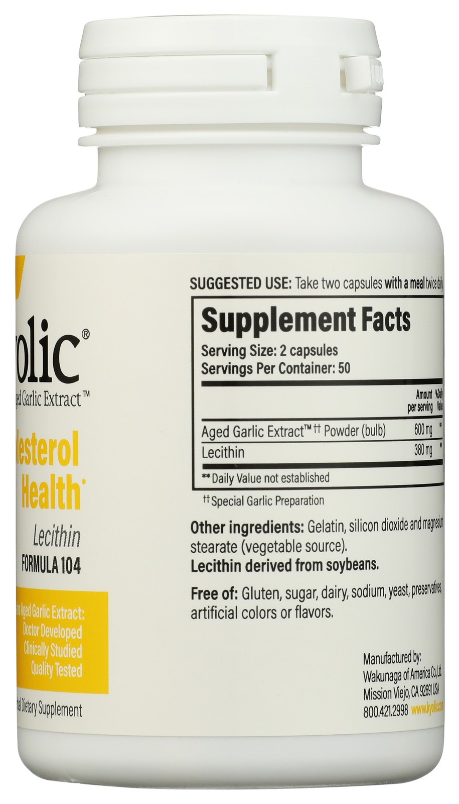 Kyolic Aged Garlic Extract Formula 104 Cholesterol Health 100 Capsules 1 Pack