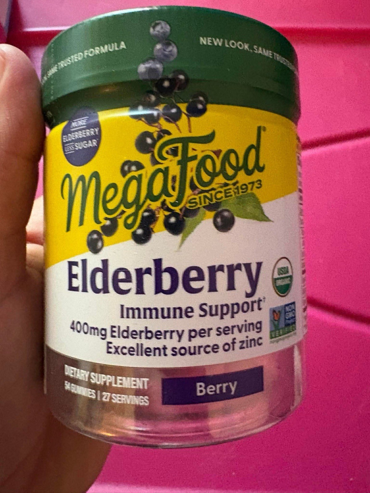 MegaFood Elderberry Immune Support Gummies Organic Berry 54ct 400mg Jun 2027