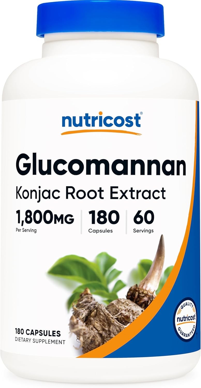 Nutricost Glucomannan 1,800mg Per Serving, 180 Capsules 180 Count (Pack of 1)