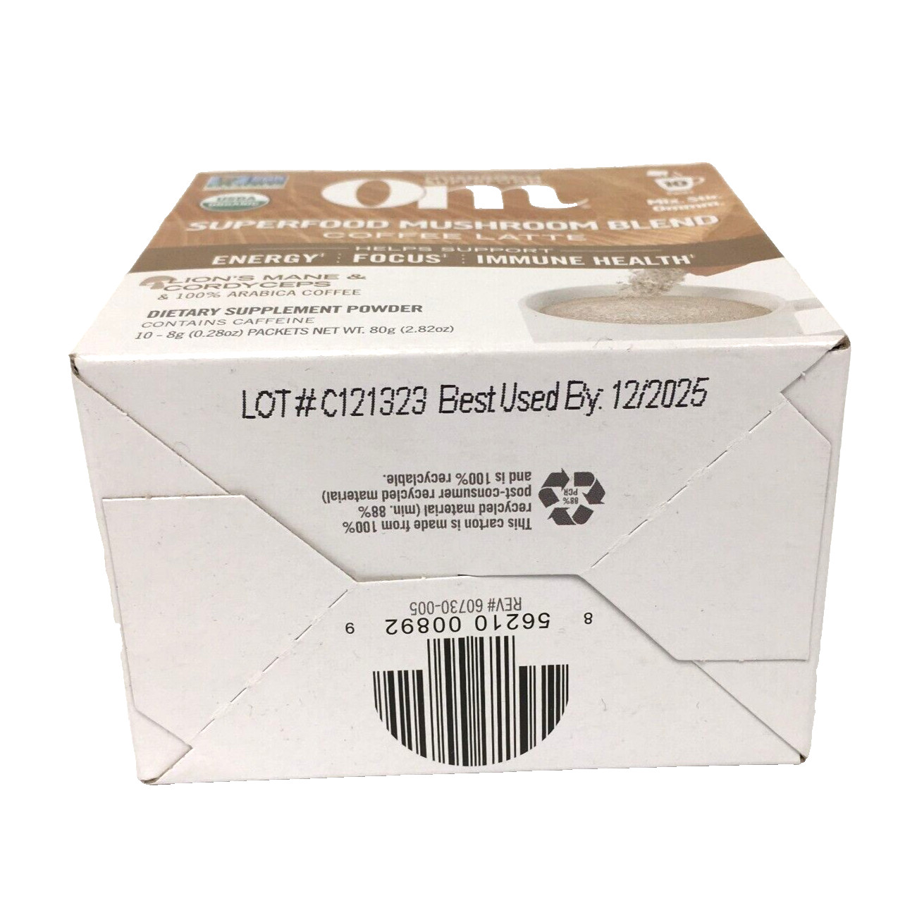 OM Superfood Mushroom Blend Coffee Latte Energy Focus Immune Health 10 Packets