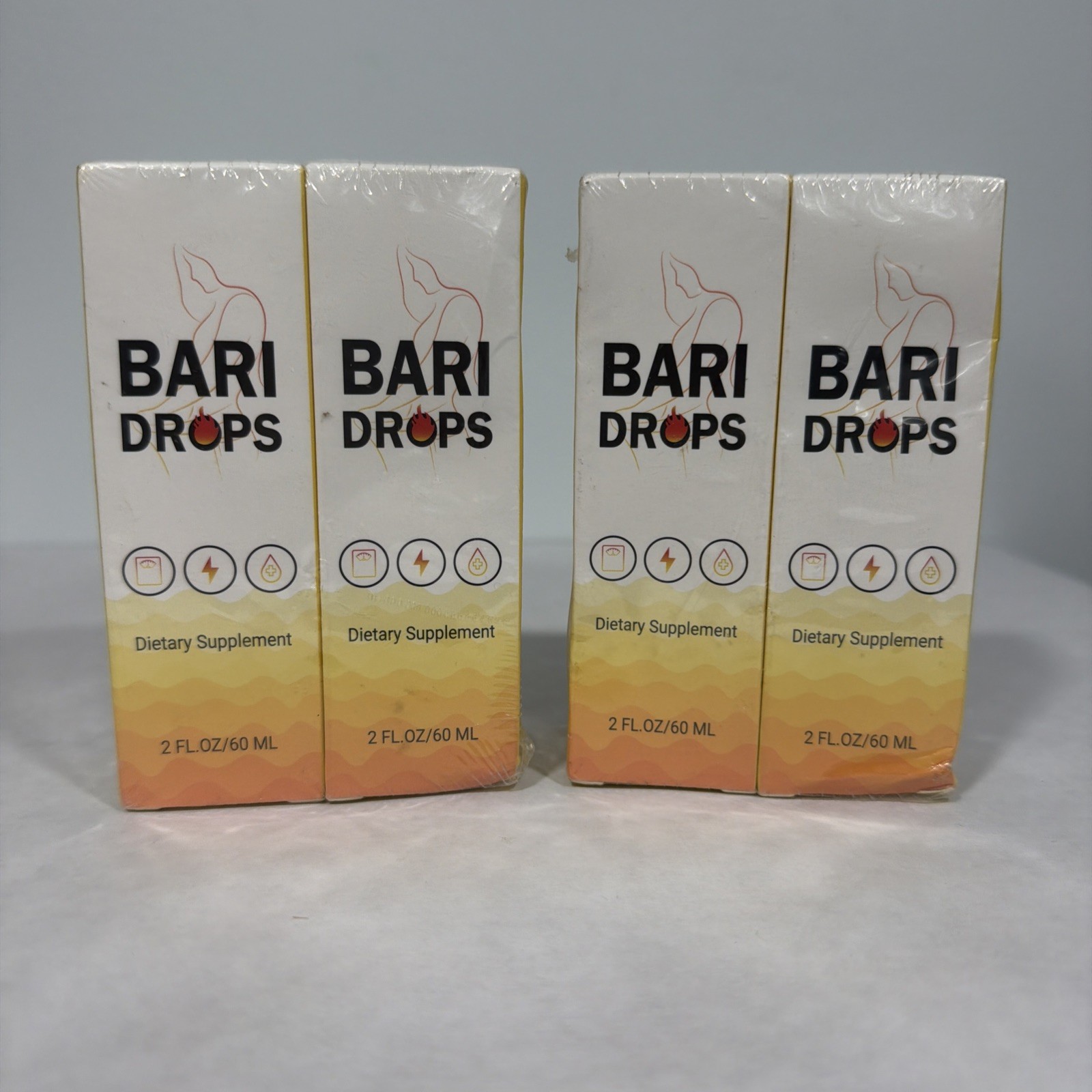 4 Pack Bari Drops – Fitness Health Energy Beauty, 2 fl oz each, exp 11/27