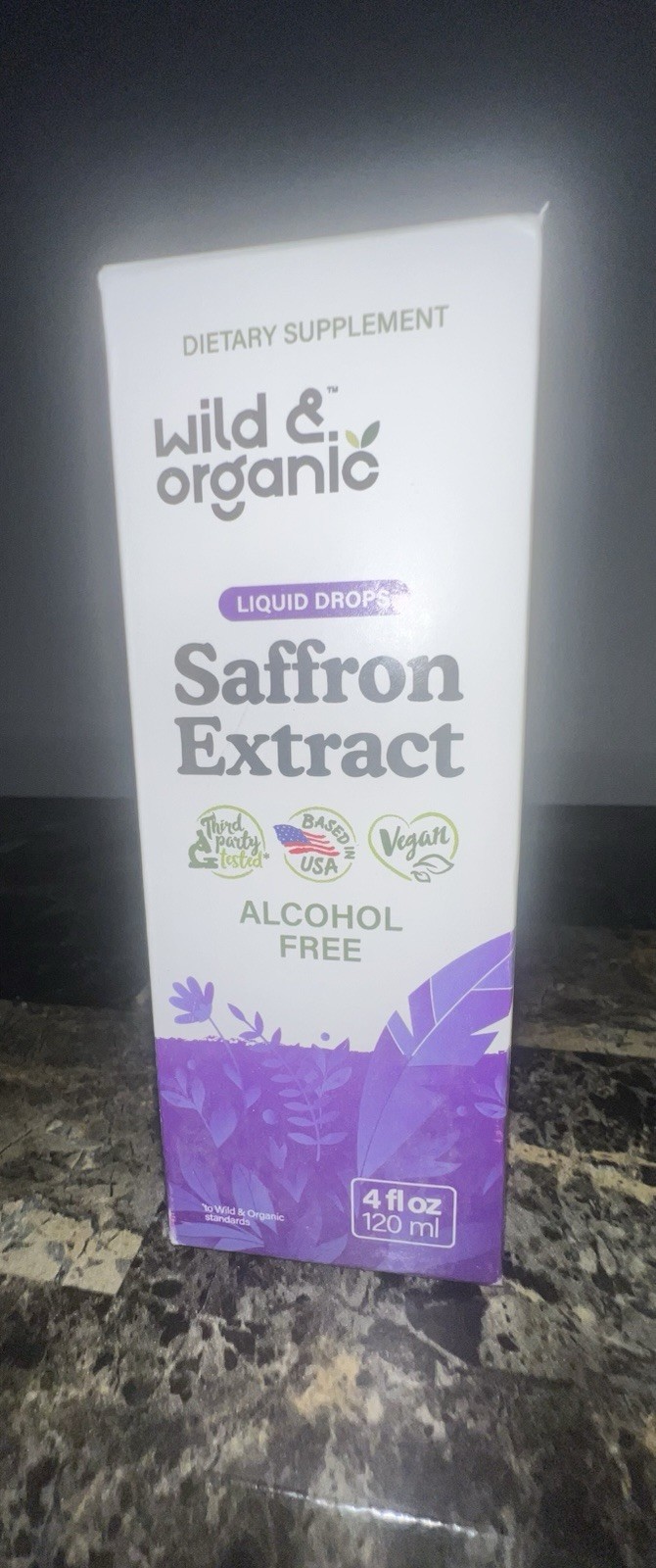 Wild & Organic Saffron Extract Liquid Drops Alcohol Free Vegan 4 fl oz