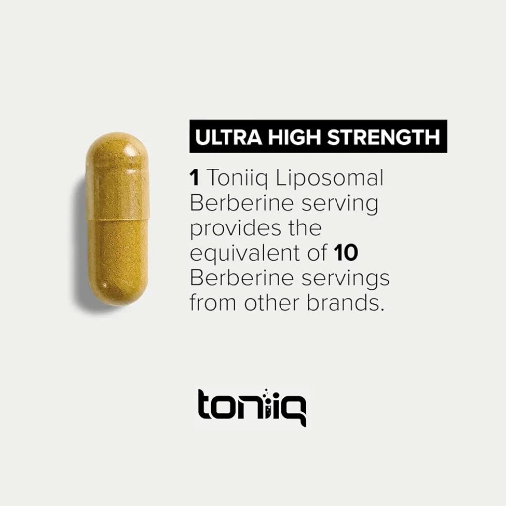 Toniiq Liposomal Berberine High-Strength 1,500mg Complex Weight & Metabolic 90ct