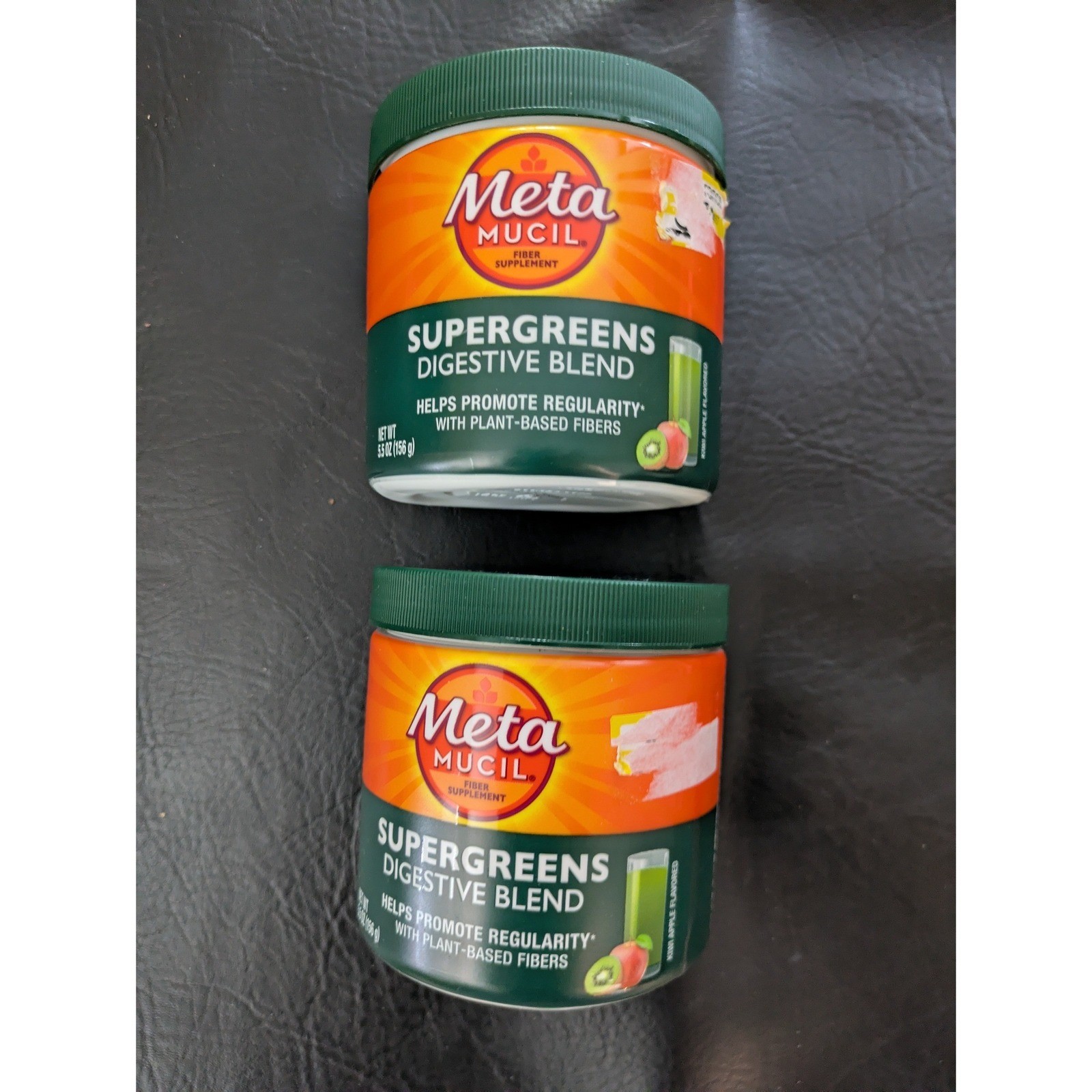 Lot of 2 Metamucil Supergreens Digestive Blend Kiwi Apple 5.5oz Exp 12/2026