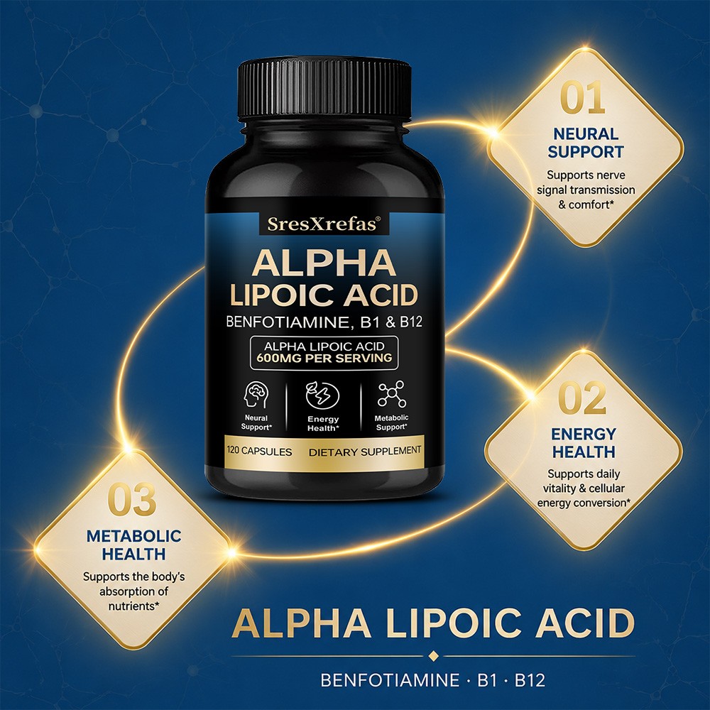 Amino acid 600mg With B1&B12,Brain Health,Cellular Energy&Metabolism 30~120 Caps