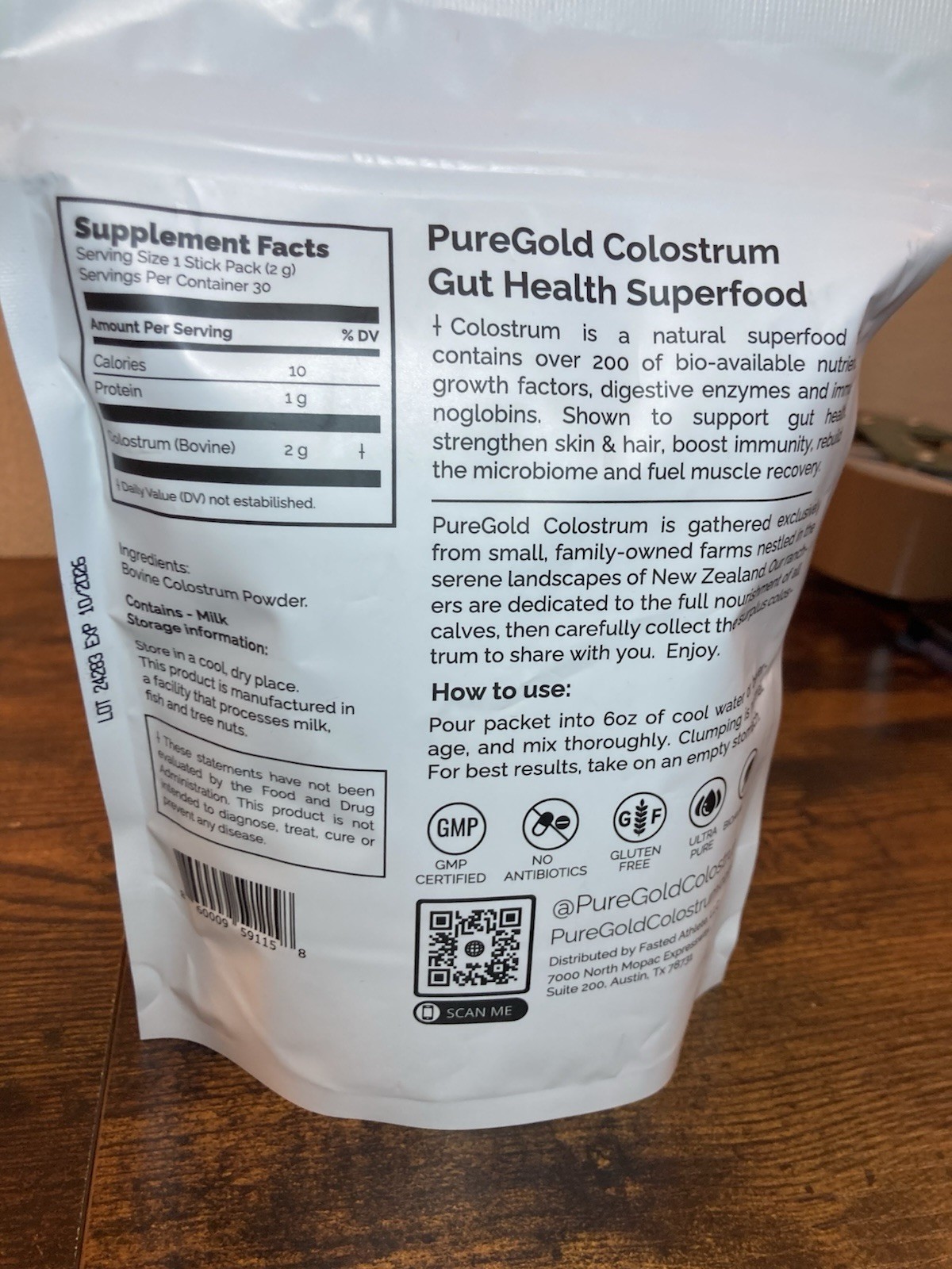 Fasted Athlete PureGold Colostrum Grass-Fed Powder (30 Single Serve Packets)