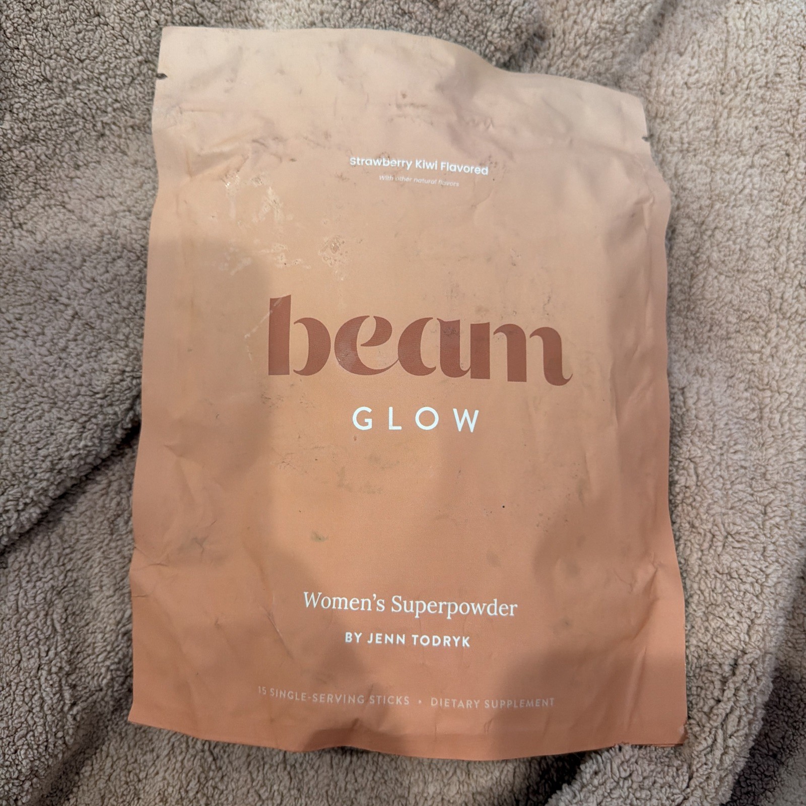 beam Glow Women’s Superpowder Strawberry Kiwi 15 Sticks Gluten-Free Exp 11/27