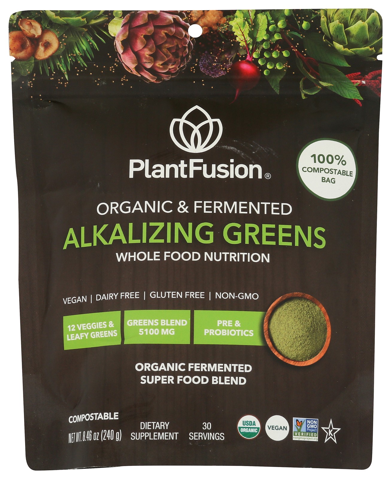 Plantfusion Organic Alkalizing Greens Fermented Superfood Powder 1 Pack