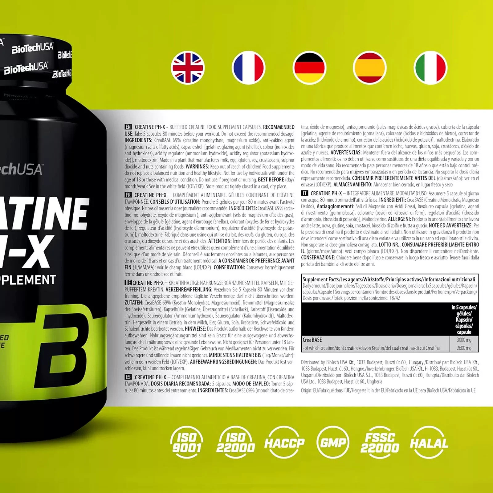 BCAA + VIT B6 + CREATINE PH-X – More energy Muscle growth Recovery Regeneration