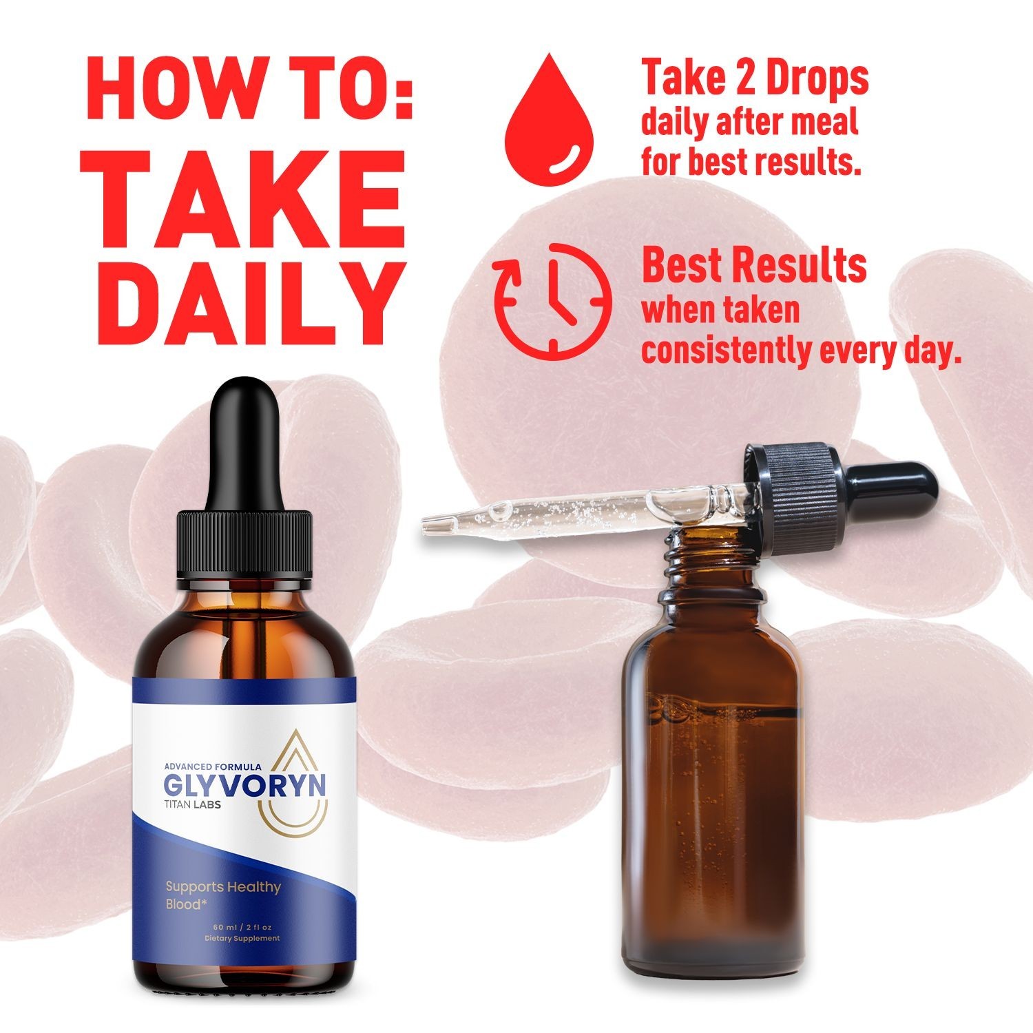 (1 Pack) Glyvoryn Blood Support Drops Glyvo Ryn Vitamin Supplement 30 Servings