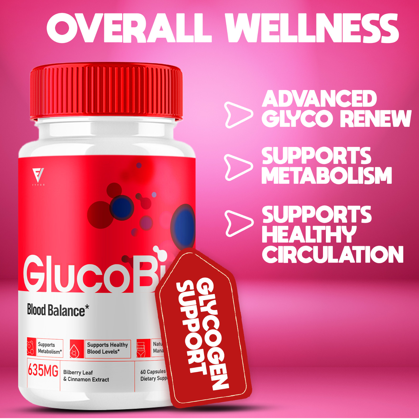 (2 Pack) Glucobio Advanced Health & Wellness Blood Support Pills (120 Capsules)