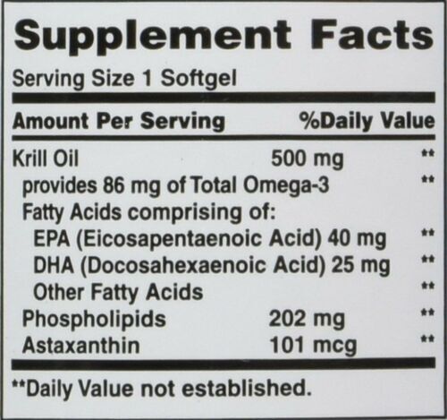 Nature’s Bounty Krill Oil Rapid Released Softgels Gluten Free 500 mg 30 Count