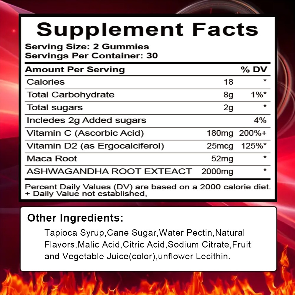 Massive Girth Performance Gummies, 2000mg, 60 Count for Men,s Vitality Support
