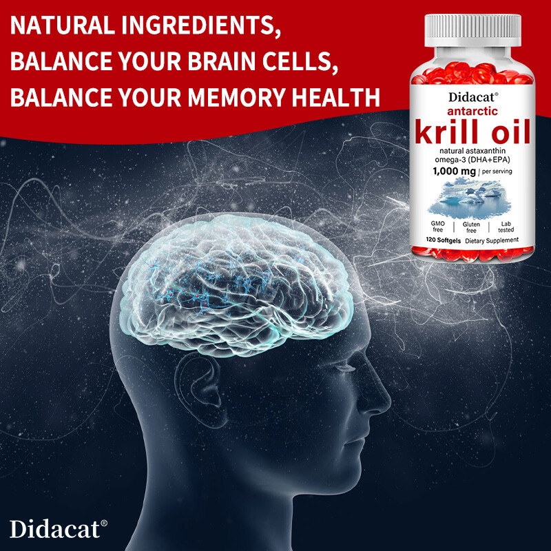 1000mg Krill Oil,Rich Omega-3 EPA DHA,Nourish Heart,Brain & Joint,120 Softgels