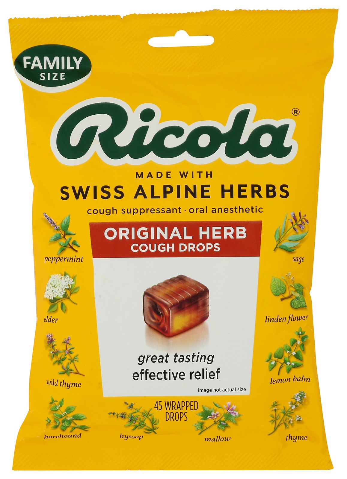 Ricola Cough Drops Original Herb 45 Wrapped Lozenges Ct 6 Pack