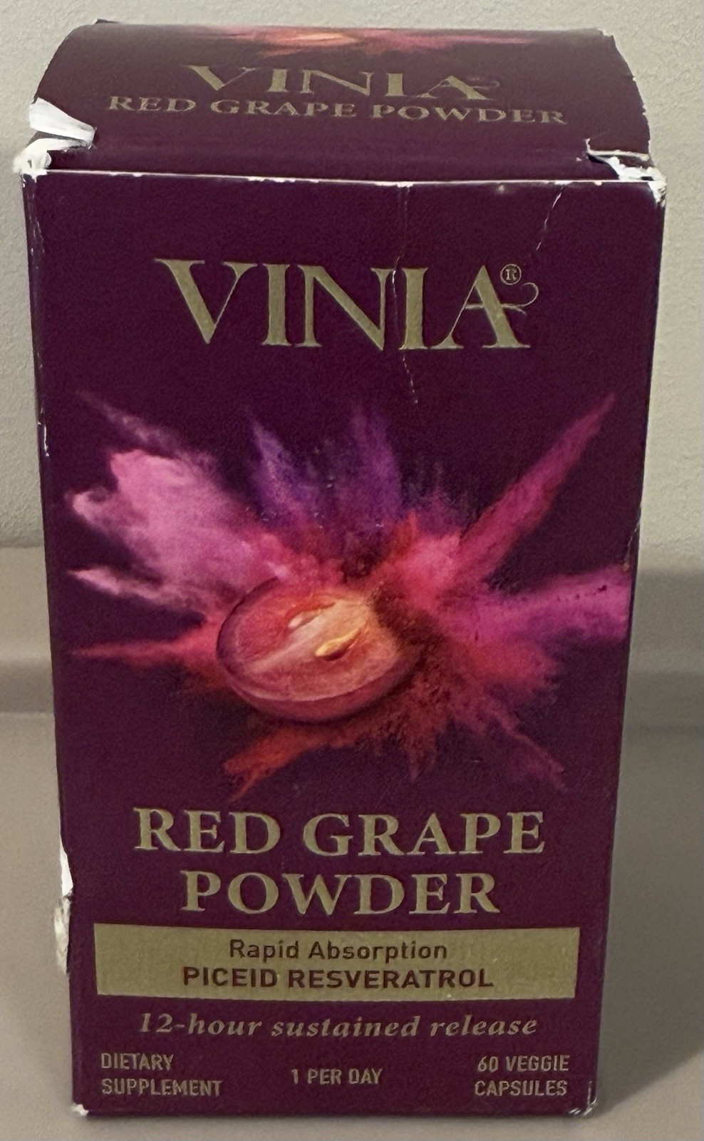 VINIA Blood Flow Capsules Red Grape Powder and Nitric Oxide Supplement 60 Caps
