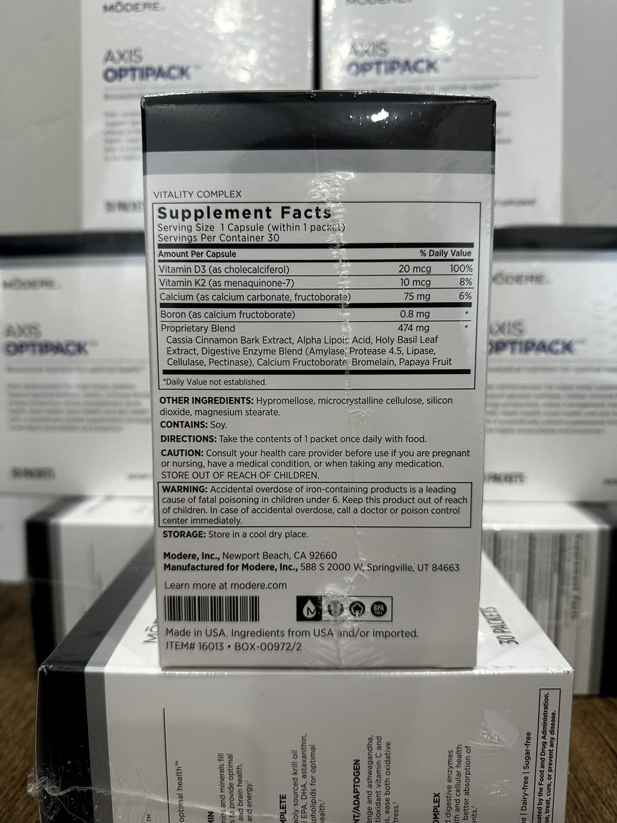 Brand New/Sealed! MODERE AXIS OPTIPACK, Bioceutical Nutrition For Optimal Health