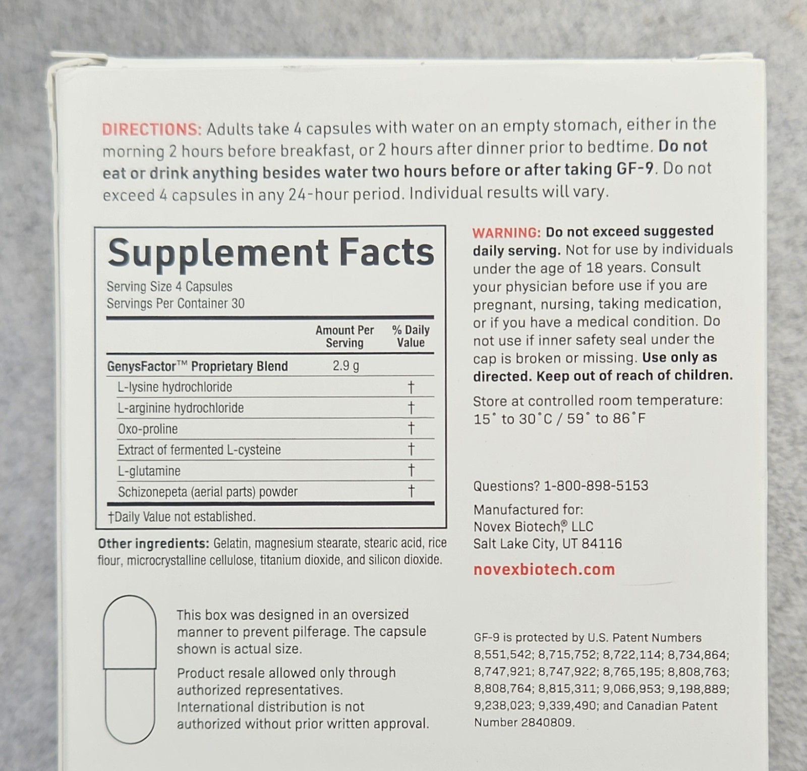 Novex Biotech GF-9 for increased energy + muscle – 120 capsules – new in box