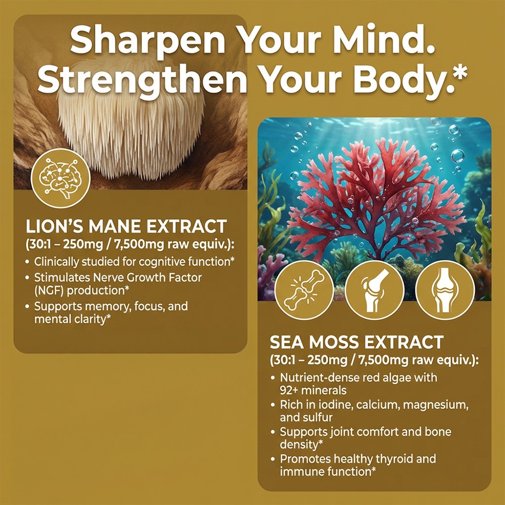 Premium 4-in-1 Vitality Supplement | Energy, Focus & Wellness Support 30/60/120