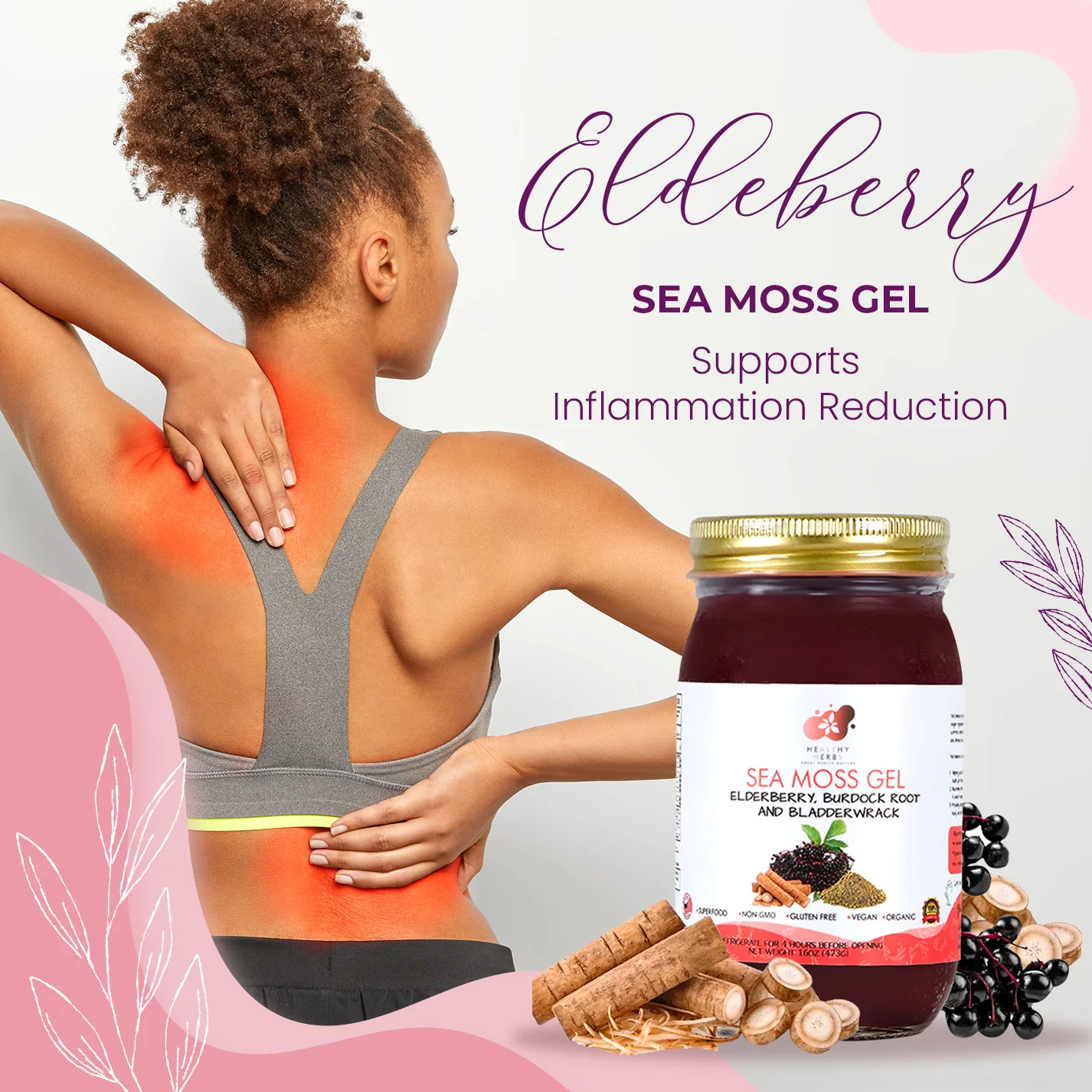 Healthy Herbs | Sea Moss Gel with Elderberry, Burdock Root and Bladderwrack