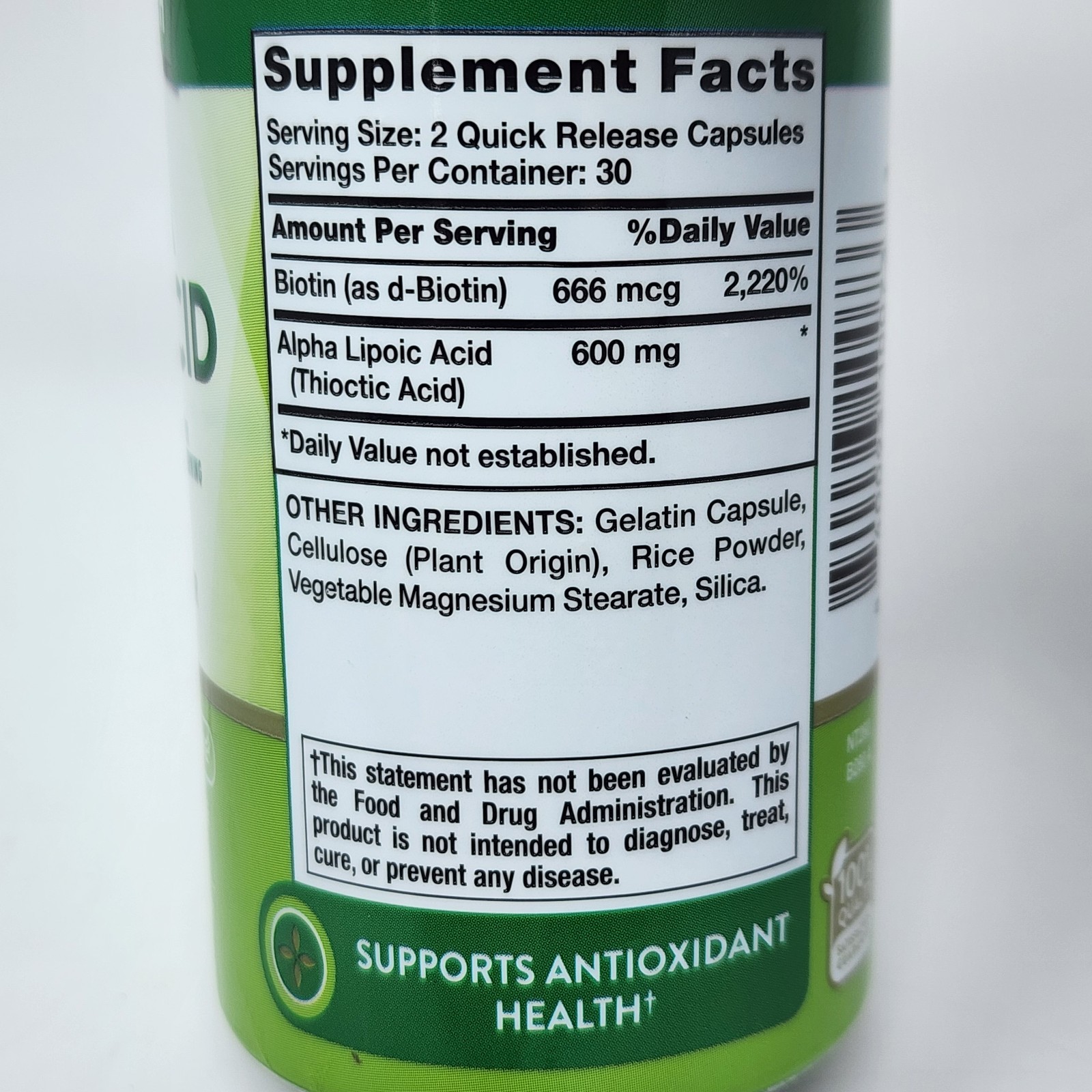 Nature’s Truth Alpha Lipoic Acid plus Biotin 60 Quick Release Capsules Exp 03/27