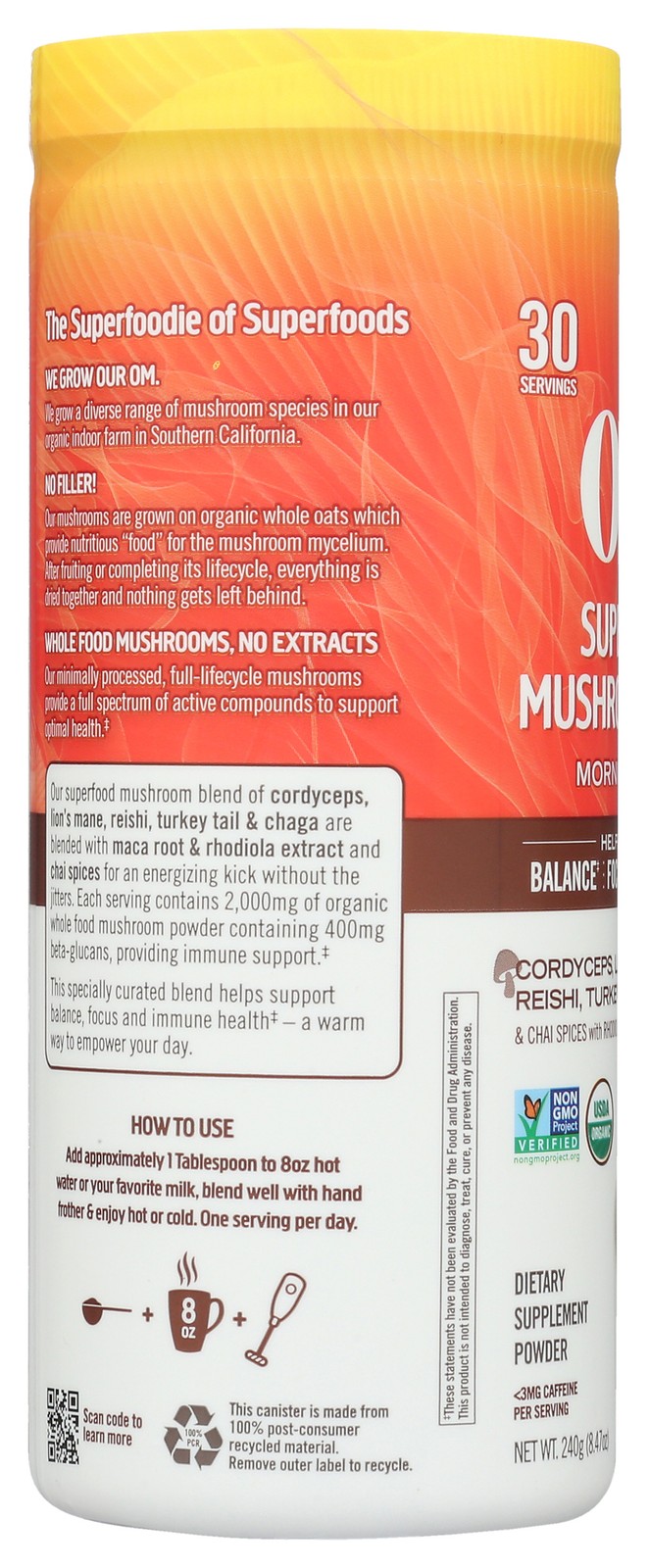 Morning Mushroom Superfood Blend Powder By Om 8.47 Oz 1 Pack