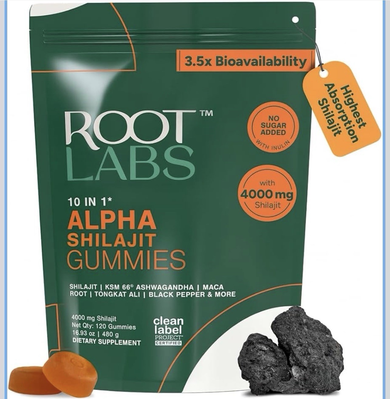 Root Labs Alpha Shilajit Gummies 10-in-1 Blend 4000mg Vegan 120 Gummies