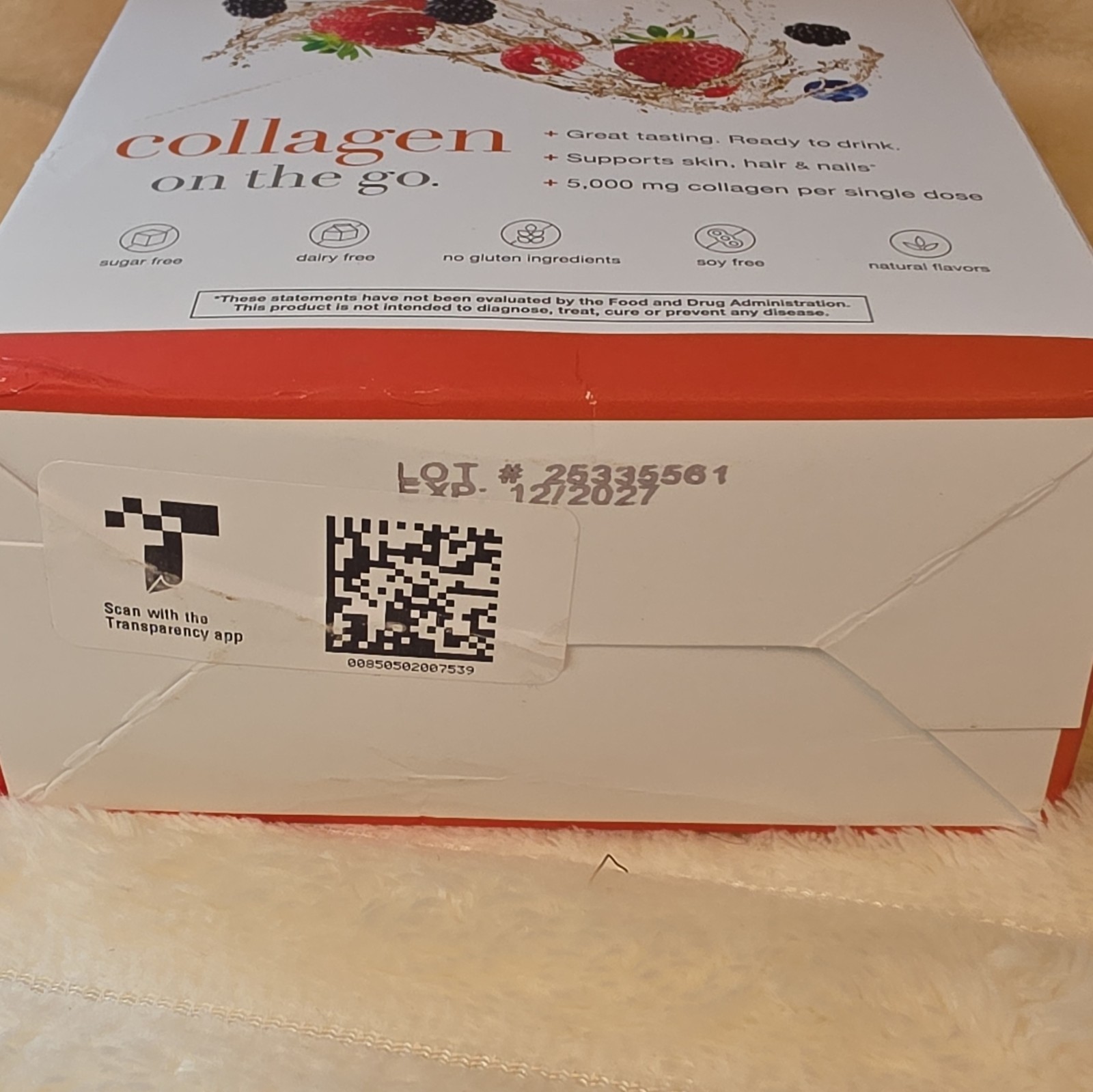 Youtheory Liquid Collagen Peptides 5,000mg Berry 12 Packets Sugar-Free