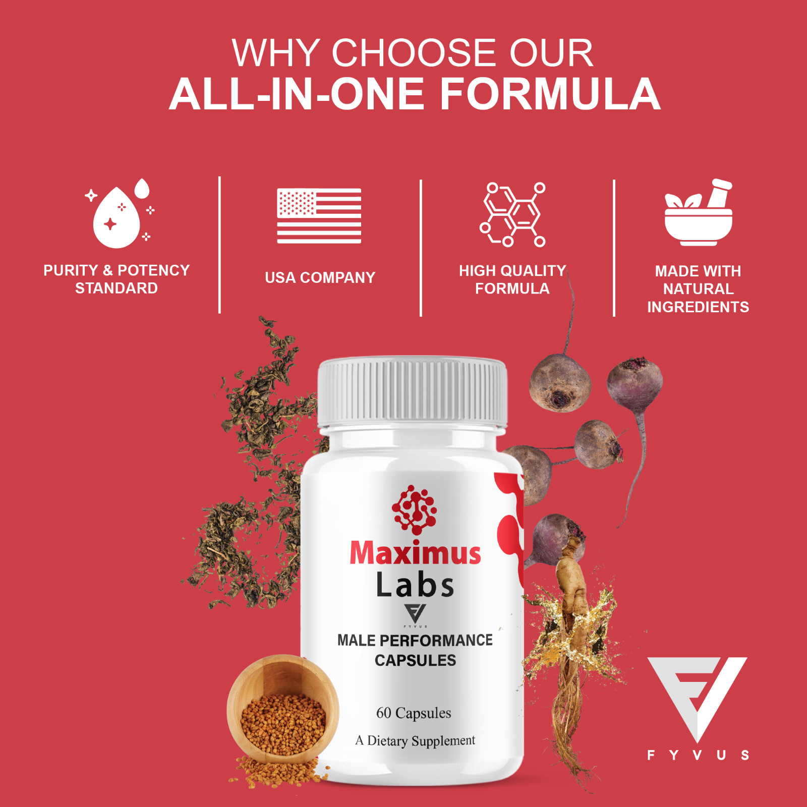 Maximus Labs Male Support Pills, MaximusLabs Supplement (60 Capsules)