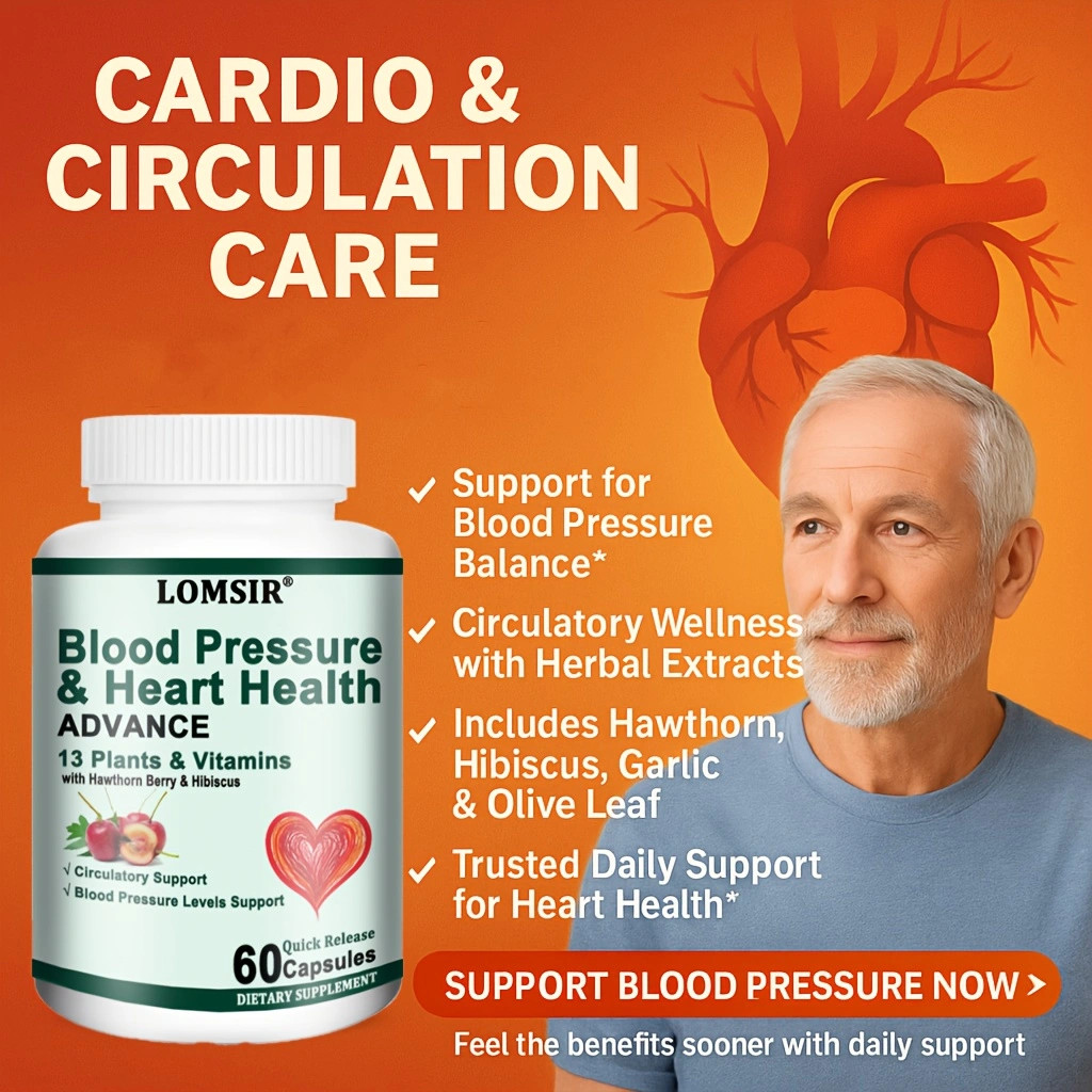 Heart Health Blood Pressure Support Supplement with Hawthorn Berry – 60 Capsules