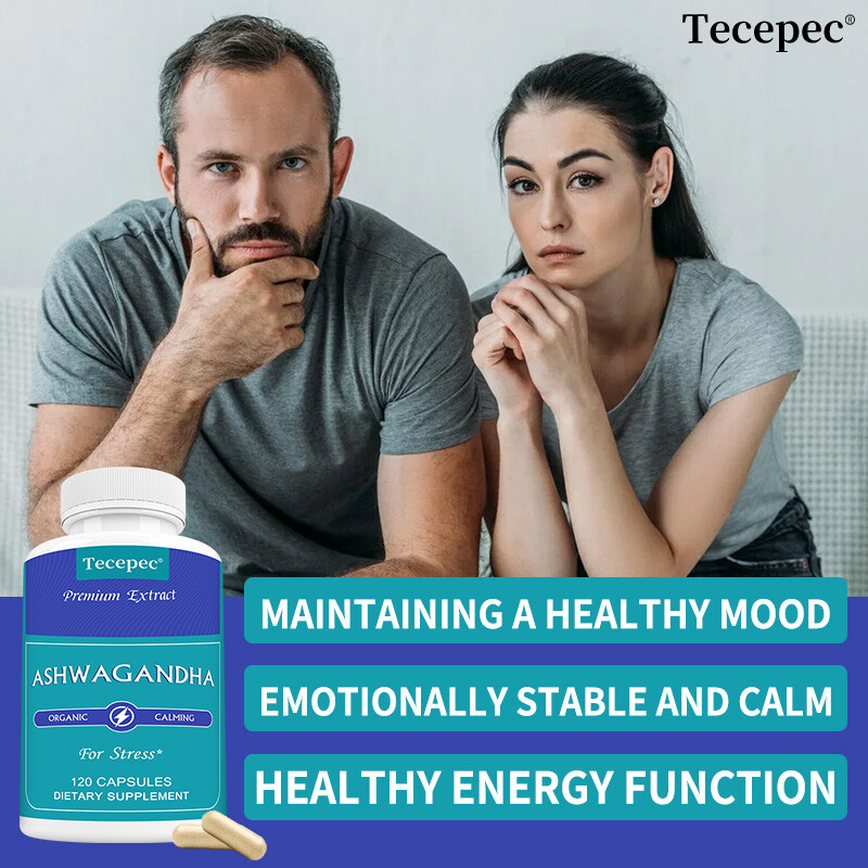 Organic Ashwagandha 1000 mg Dietary Supplement for Stress Calm Anxiety Relief