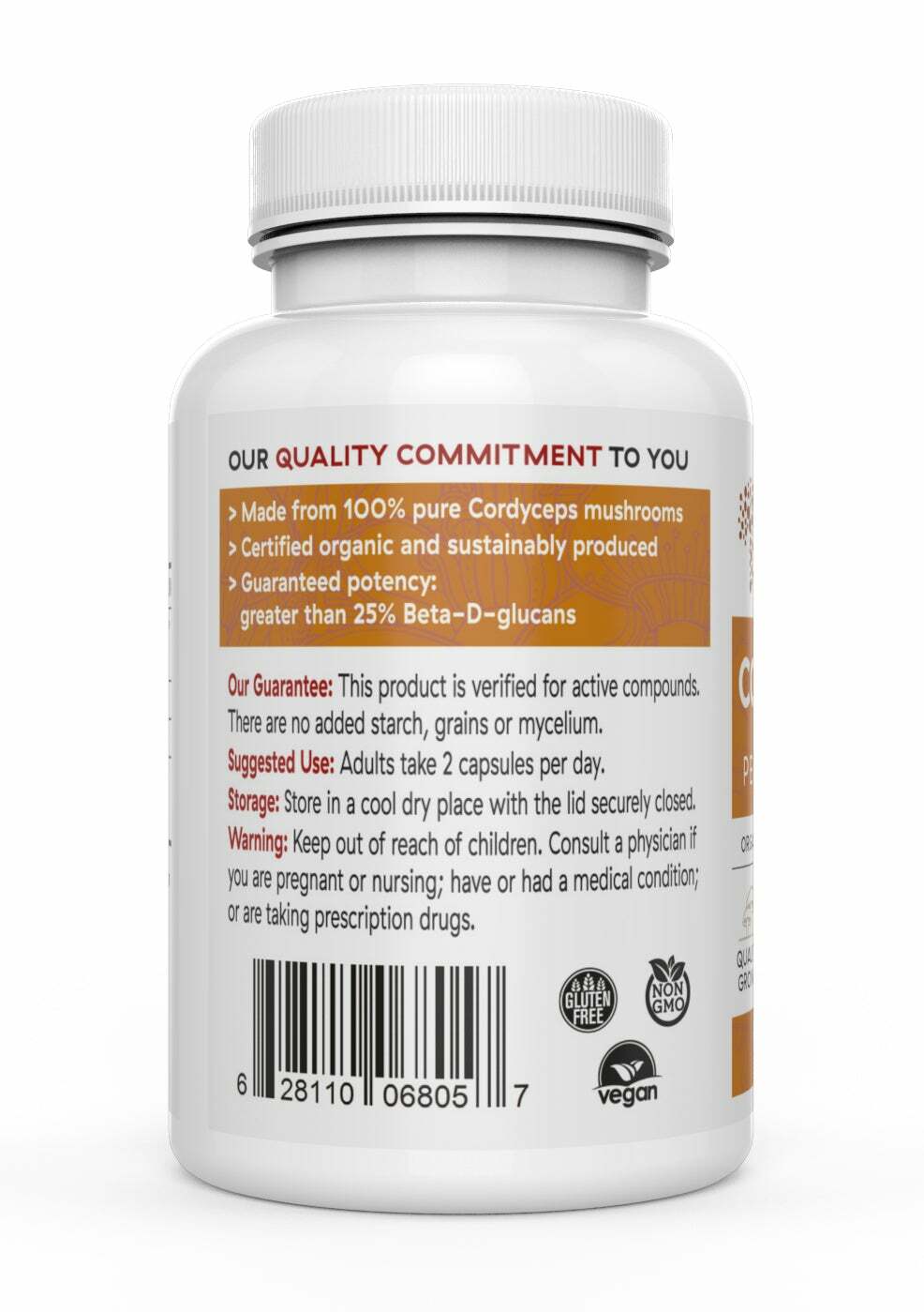 Real Mushrooms Organic Cordyceps Mushroom Extract Peak Performance 120 caps NEW