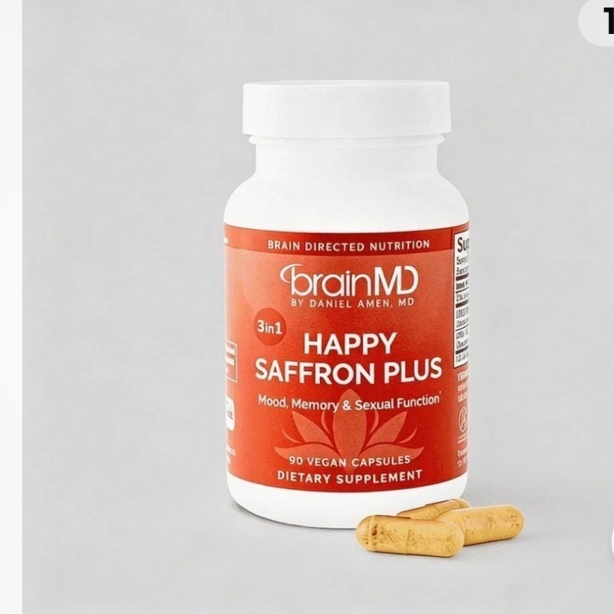 BrainMD Happy Saffron Plus 90 Vegan Capsules Mood Memory Function Supplement