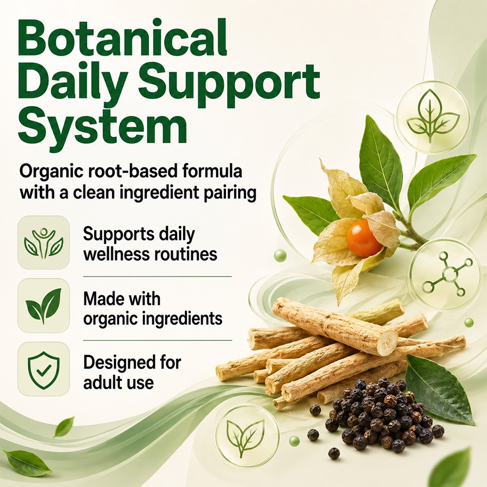 Yunkeblue Organic Herb Root Caps 1950mg with Black Pepper For Healthy Mood 120CT