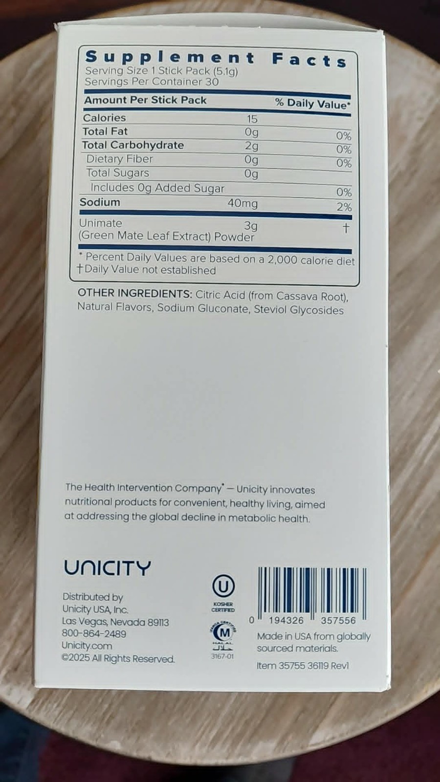 Unicity Unimate Natural Lemon Flavor 30 Packs/Sticks NEW SEALED Exp Dec 2027