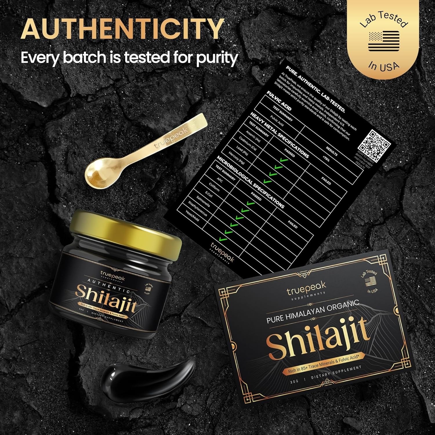 TruePeak Himalayan Shilajit Resin – Gold Grade, US-Lab Verified&Tested 30 grams