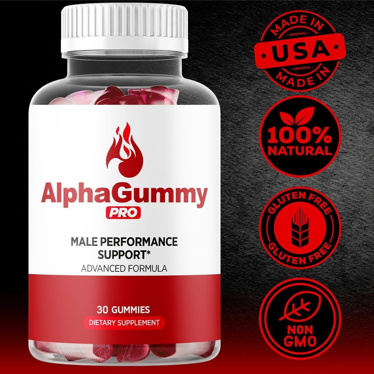 Alpha Gummy Pro Men Wellness Gummies Energy Vitality Support 1 Pack 30Gt