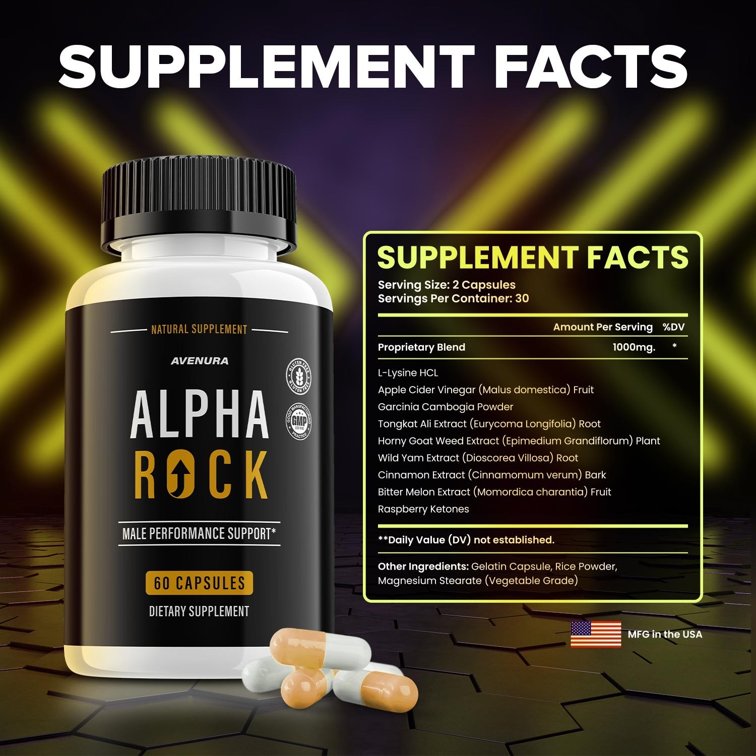 (1 Pack) Alpha Rock for Men Capsules – AlphaRock MultiVitamin Pills, Energy