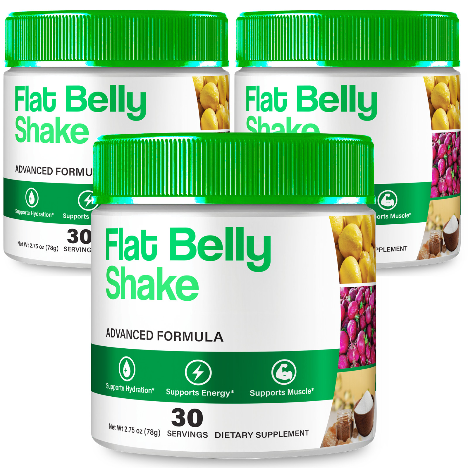 (3 Pack) Flat Belly Shake Powder for Advanced Weight Loss & Fat Burning