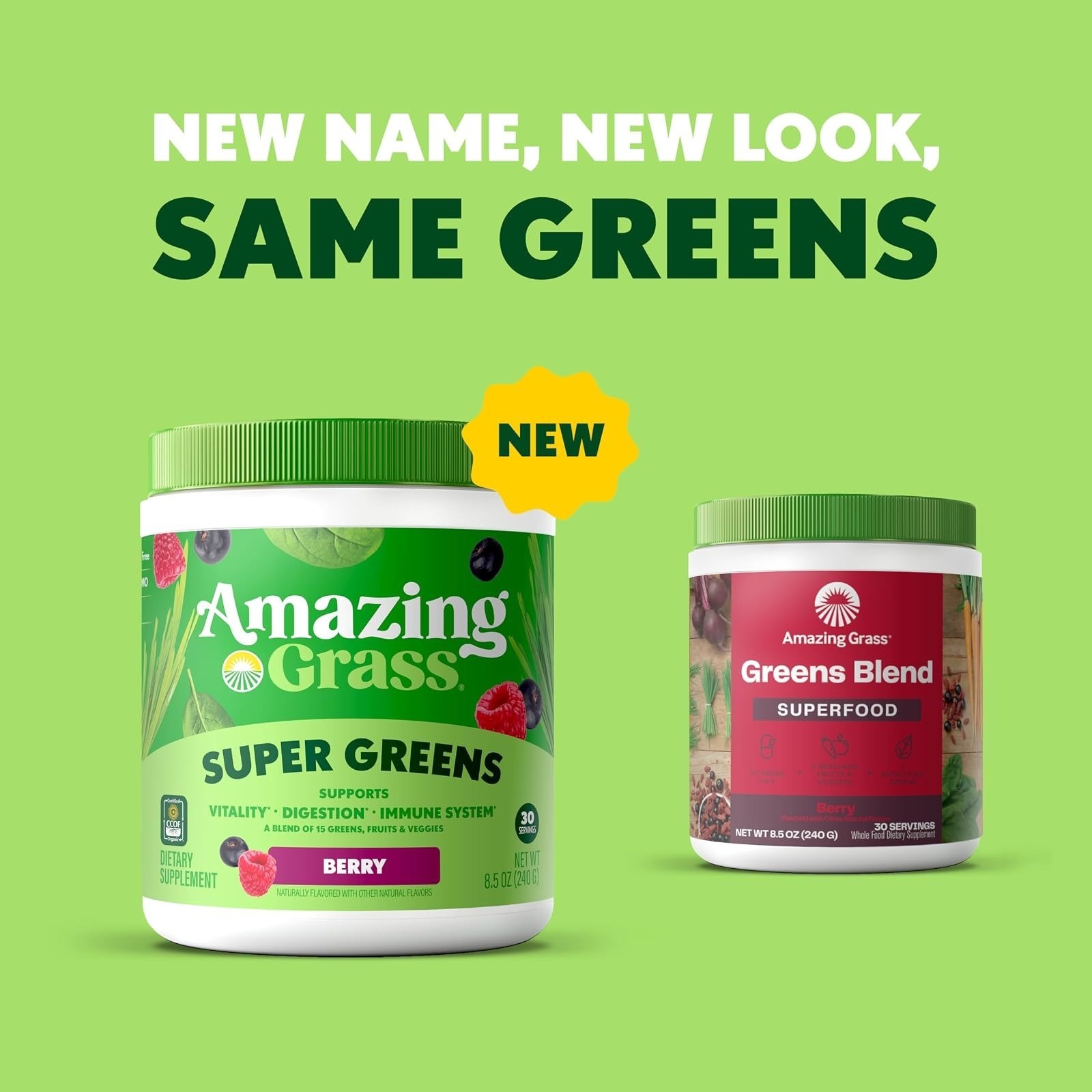 Amazing Grass Super Greens Powder – Organic Berry Flavor – 30 Servings
