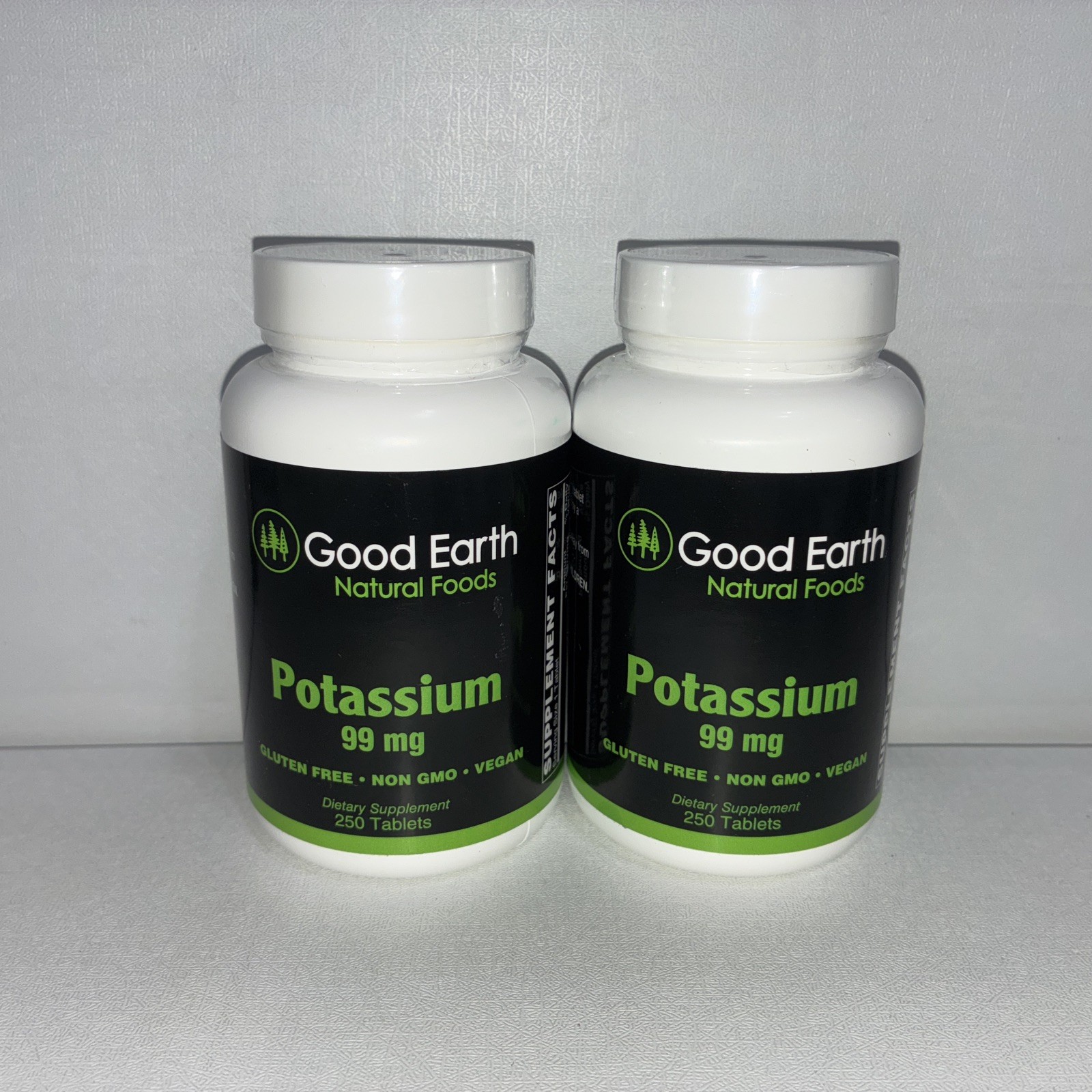 Lot Of 2- Potassium 99 MG, 250 Tablets Per Bottle: Exp 07/2027