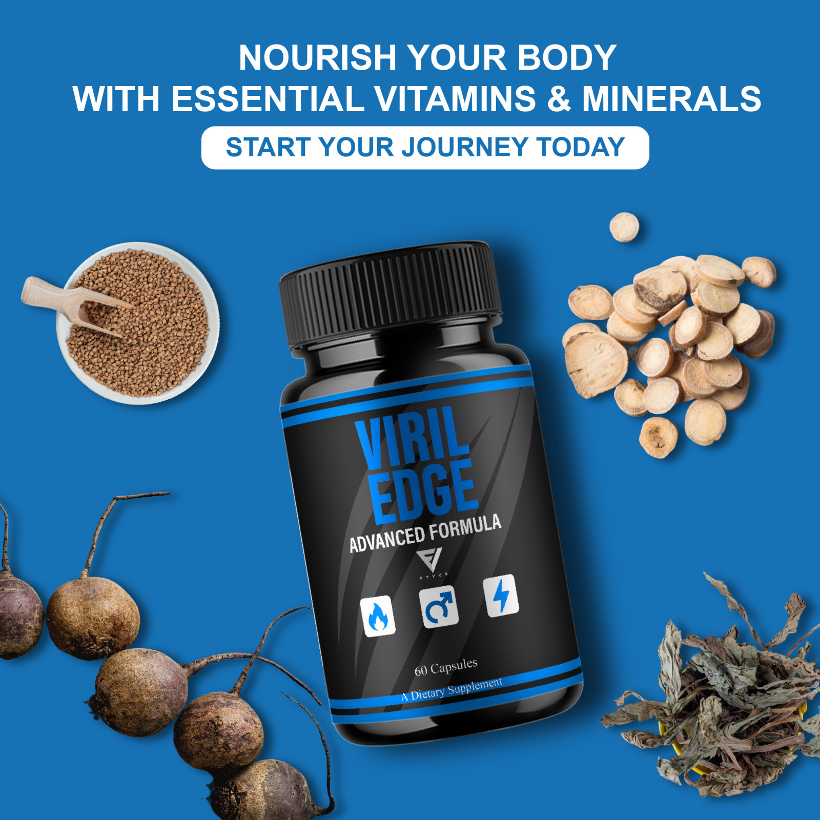 Viril Edge Male Health Support, VirilEdge Supplement (60 Capsules)