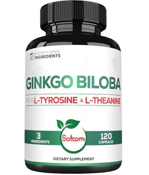 1000mg Ginkgo Biloba Supplements with L-Tyrosine, L 120 Count (Pack of 1)