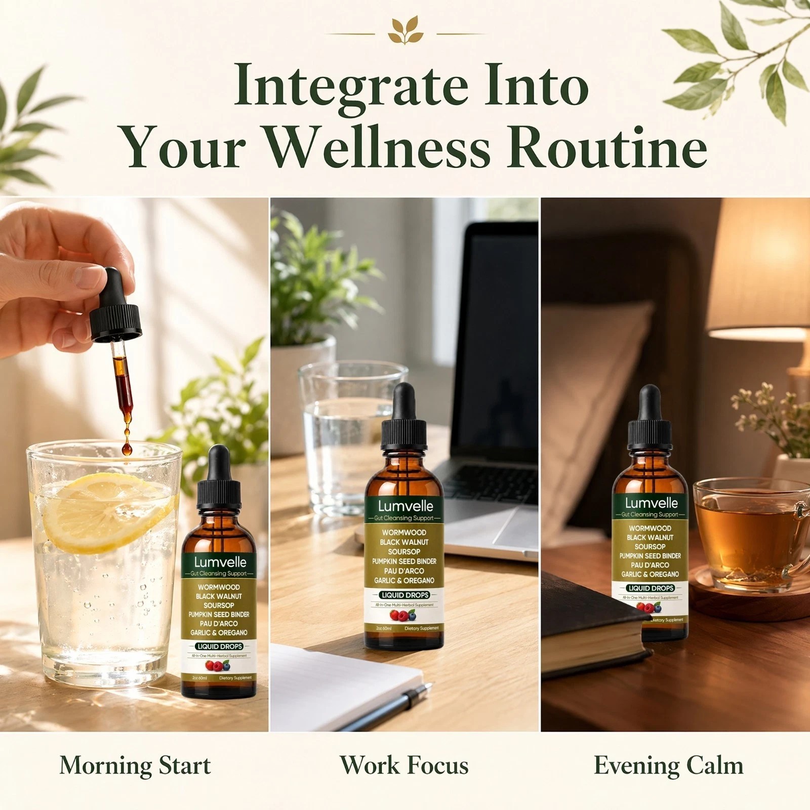 LUMVELLE Wild Harvested Wormwood Herbal Liquid Botanical Supplement Drops 1-5pcs