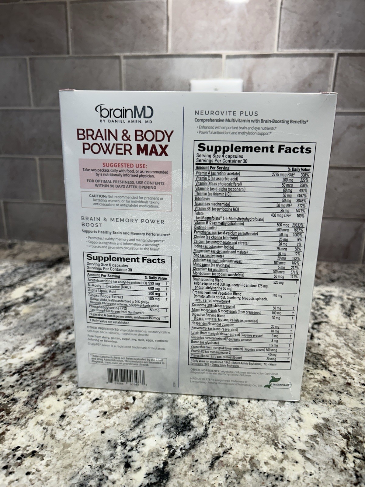 BrainMD Brain & Body Power Max Multivitamin Omega-3 Ginkgo 30-Day Supplement