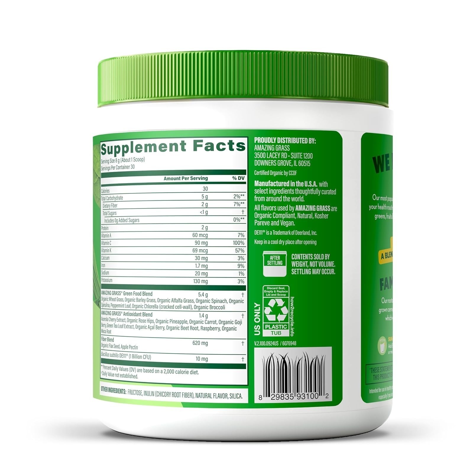 Amazing Grass Super Greens Powder – Organic Smoothie Supplement – 30 Servings