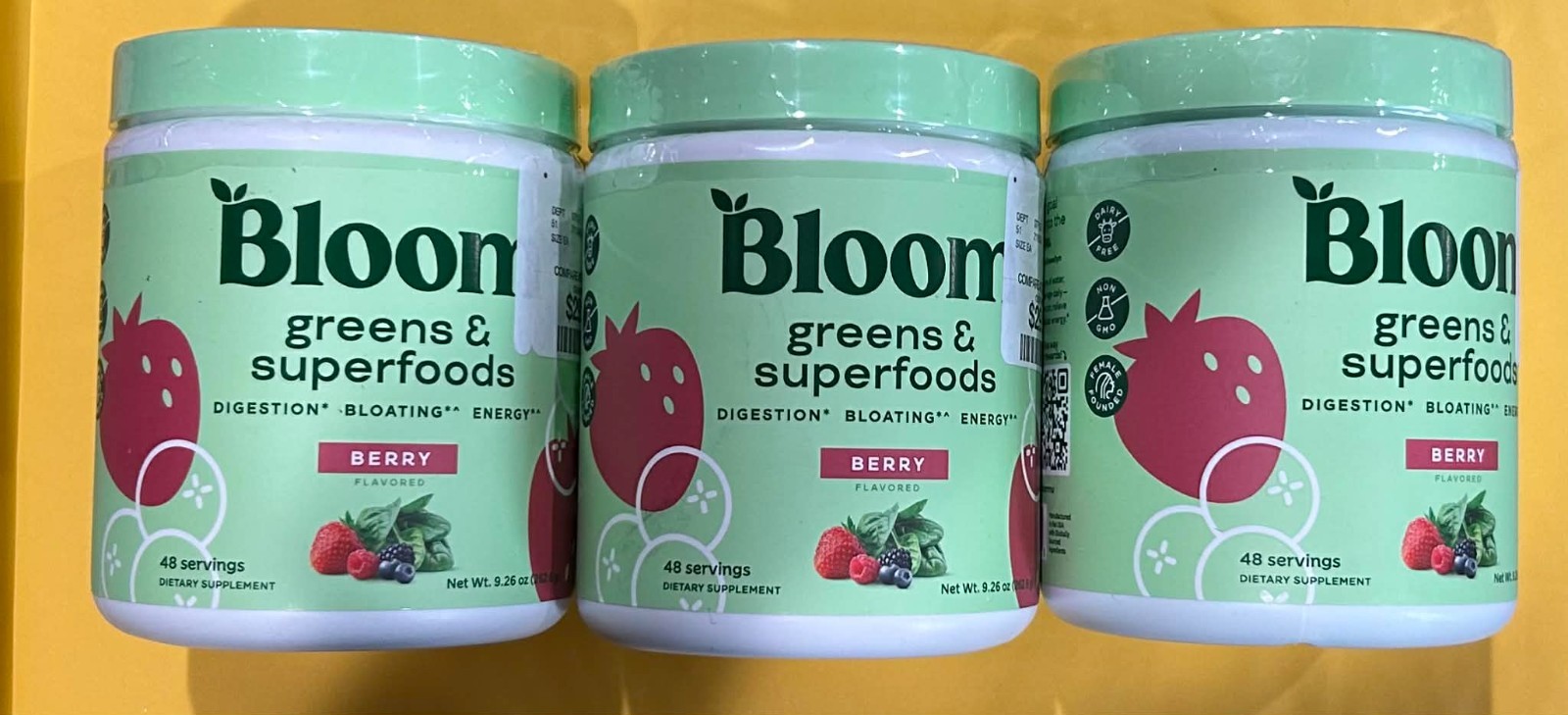 3x Bloom Greens Superfoods Supplement Powder, Berry 48×3= 144 Servings Exp 04/26