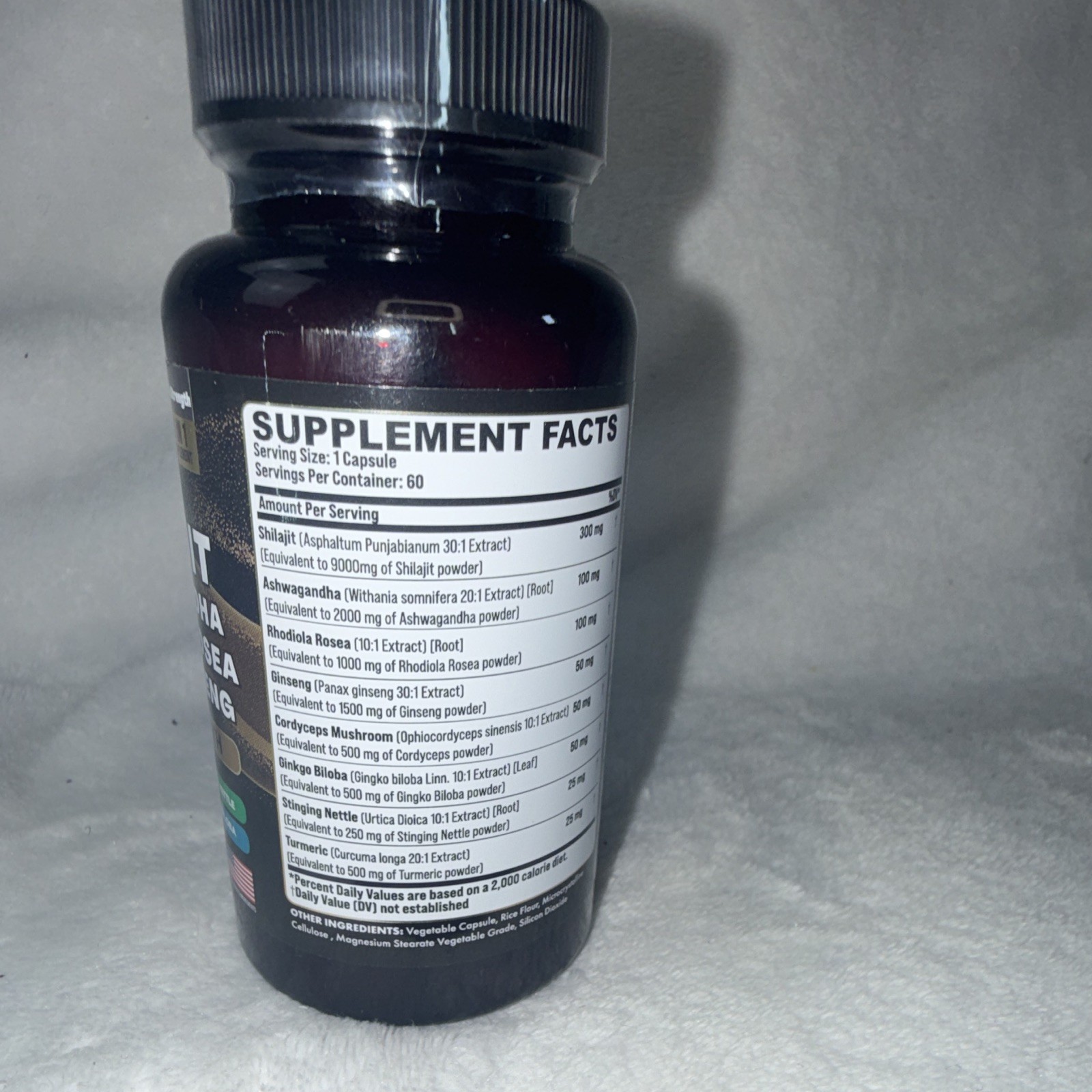Zoyava Extra Strength Shilajit Ashwagandha Rhodiola Panax Ginseng 60 Caps